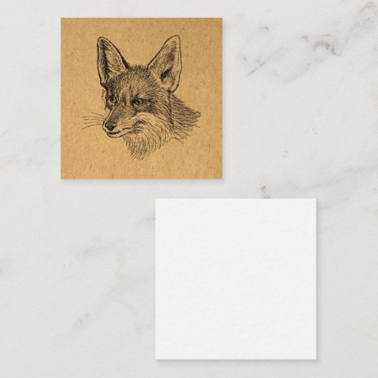  Fox Illustratie Antiek Animal Art Brown Informatiekaartje (Voorkant / Achterkant)