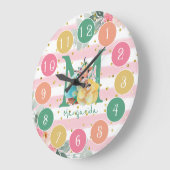 Fox Illustratie van Cute Fox Sweet Monogram Large Grote Klok (Hoek)