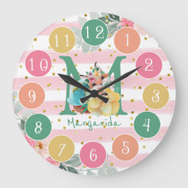 Fox Illustratie van Cute Fox Sweet Monogram Large Grote Klok