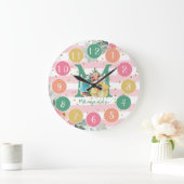 Fox Illustratie van Cute Fox Sweet Monogram Large Grote Klok (Huis)