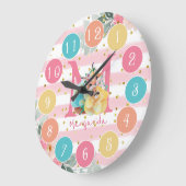 Fox Illustratie van Cute Fox Sweet Monogram Large  Grote Klok (Hoek)