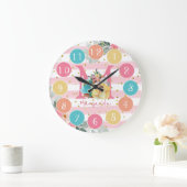 Fox Illustratie van Cute Fox Sweet Monogram Large  Grote Klok (Huis)