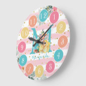 Fox Illustratie van Cute Fox Sweet Monogram Large  Grote Klok (Hoek)