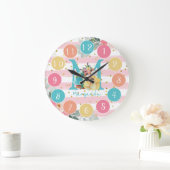 Fox Illustratie van Cute Fox Sweet Monogram Large  Grote Klok (Huis)