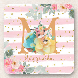 Fox Illustration moeder to be of a Baby Girl Bier Onderzetter