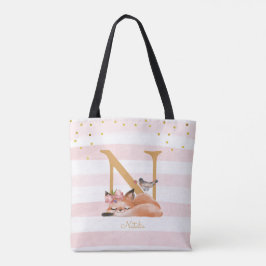 Fox Illustration moeder to be of a Baby Girl Tote Bag