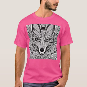 Fox Illustration Motif Kleurrijke Artistic Fox Sch T-shirt