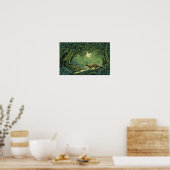 Fox in a forest with woodcut textures poster (Keuken)