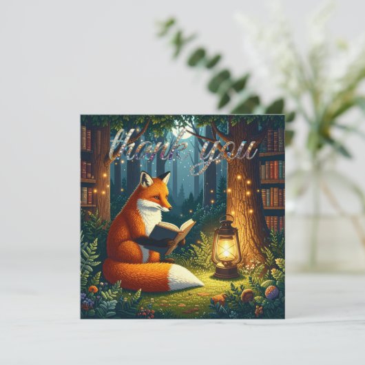 Fox in a Magical Forest Library Bedankkaart (Staand voorkant)