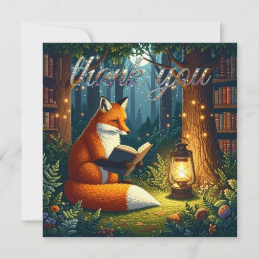 Fox in a Magical Forest Library Bedankkaart (Voorkant)