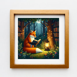 Fox in a Magical Forest Library Perfect Poster