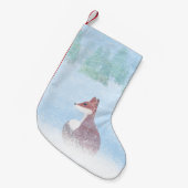 Fox in a Snowy Forest Stocking Kleine Kerstsok (Voorkant (Hangend))