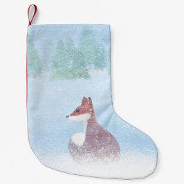 Fox in a Snowy Forest Stocking Kleine Kerstsok