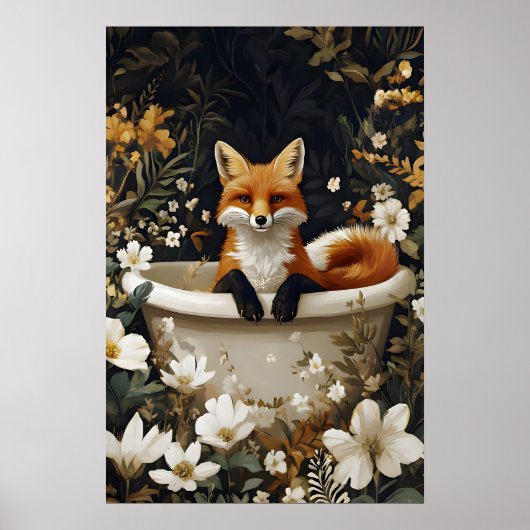 Fox In Bathtub Poster, Funny Animal Poster, Fox Poster (Voorkant)
