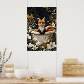 Fox In Bathtub Poster, Funny Animal Poster, Fox Poster (Keuken)