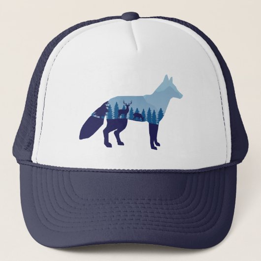 Fox in bergachtig bos T-Shirt Trucker Pet (Voorkant)