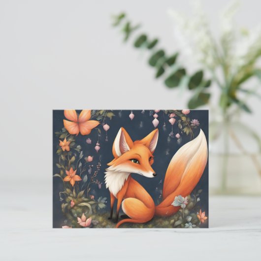 Fox in bloei briefkaart (Staand voorkant)