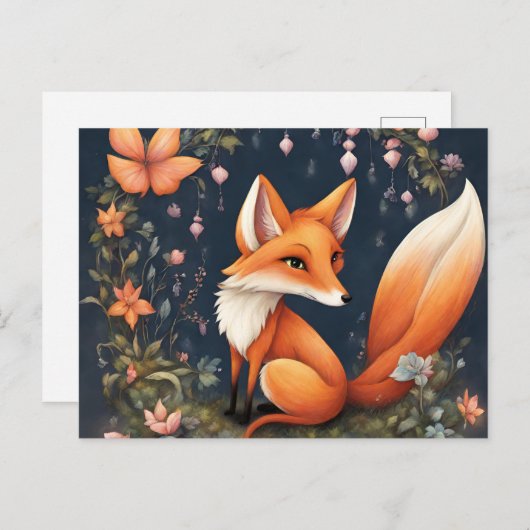 Fox in bloei briefkaart (Voorkant / Achterkant)