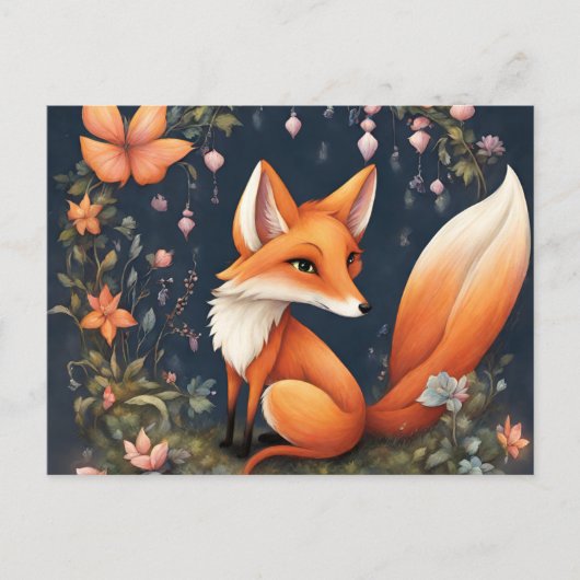 Fox in bloei briefkaart (Voorkant)