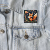 Fox in bloei vierkante button 5,1 cm (In situ)