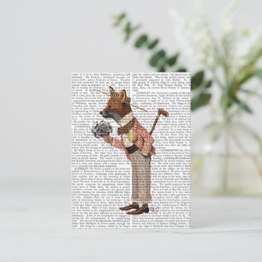 Fox in Boater Briefkaart (Staand voorkant)