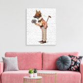 Fox in Boater Canvas Afdruk (Insitu (Woonkamer))