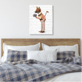 Fox in Boater Canvas Afdruk (Insitu (Slaapkamer))