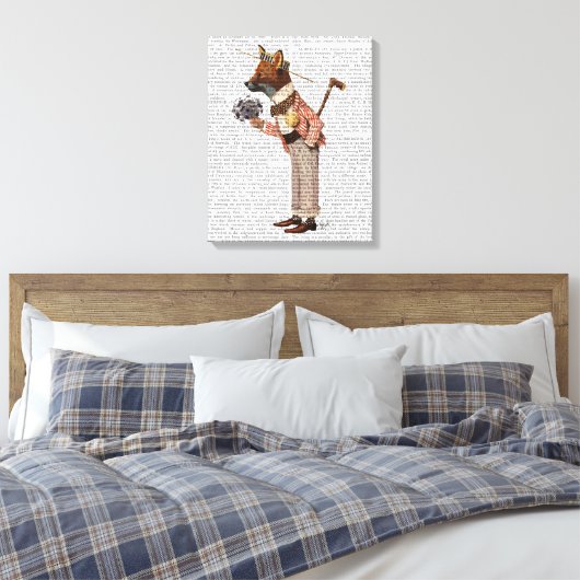 Fox in Boater Canvas Afdruk (Insitu (Slaapkamer))