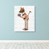 Fox in Boater Canvas Afdruk (Insitu (Houten vloer))