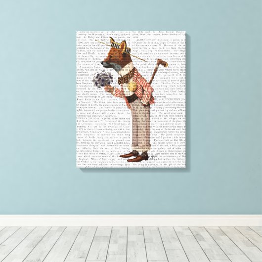 Fox in Boater Canvas Afdruk (Insitu (Houten vloer))