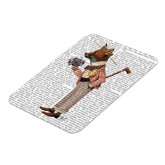 Fox in Boater Magneet (Linkerzijde)