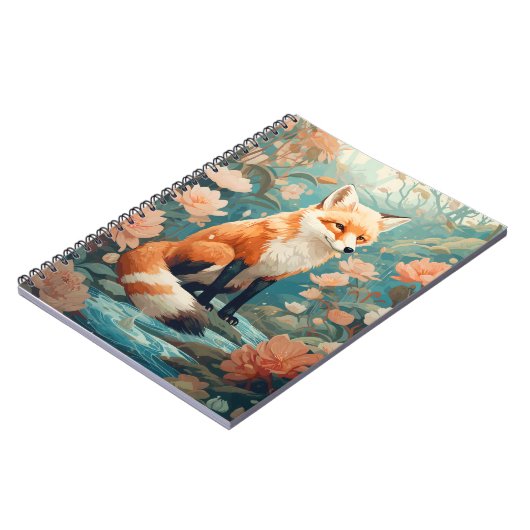 Fox in bos Mooie bloemenvos Notitieboek (Linkerzijde)
