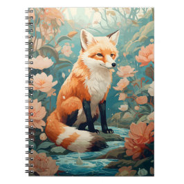 Fox in bos Mooie bloemenvos Notitieboek