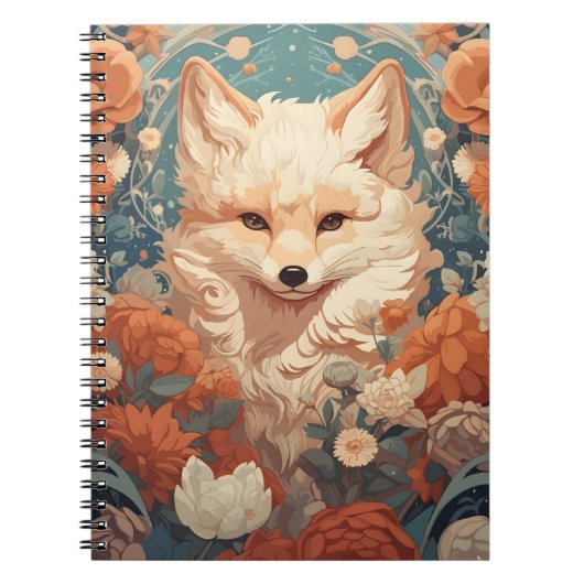 Fox in bos Mooie bloemenvos Notitieboek (Voorkant)
