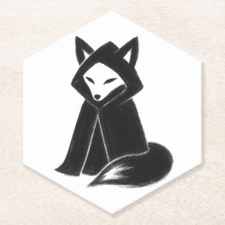 Fox in Cloak: een mysterieus dier op papier Onderz Kartonnen Onderzetters
