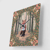 Fox in de Bossen Natuur-geïnspireerde kunst Vierkante Klok (Hoek)