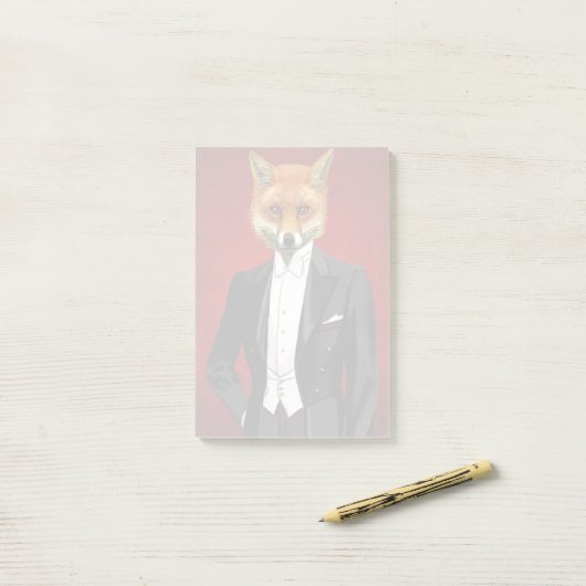Fox in de Eeuwige Suit, portret Post-it® Notes (Op bureau)