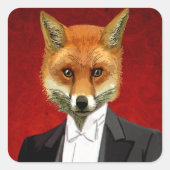 Fox in de Eeuwige Suit, portret Vierkante Sticker (Voorkant)