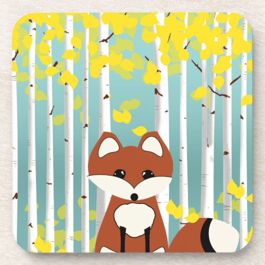 Fox in de Herfst Birches Onderzetter (Voorkant)
