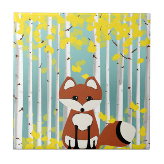 Fox in de Herfst Birches Tegeltje