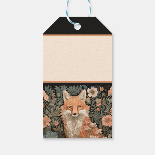 Fox in de herfsttuin William Morris Style Cadeaulabel (Achterkant)