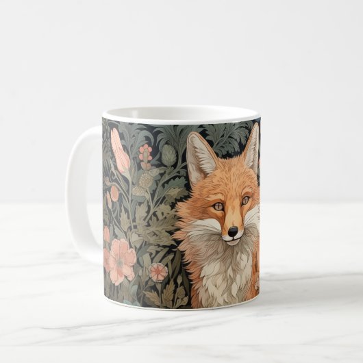 Fox in de herfsttuin William Morris Style Koffiemok (Voorkant links)