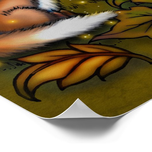 Fox in de Pumpkin Patch Cute Autumn Art Poster (Hoek)