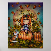 Fox in de Pumpkin Patch Cute Autumn Art Poster (Voorkant)