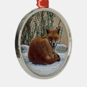 Fox in de sneeuwversiering metalen ornament (Rechts)
