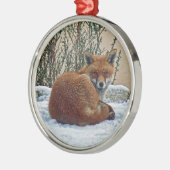 Fox in de sneeuwversiering metalen ornament (Links)
