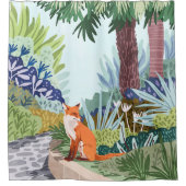 Fox in de tuin | Dieren Botanisch in het wild Douchegordijn (Voorkant)