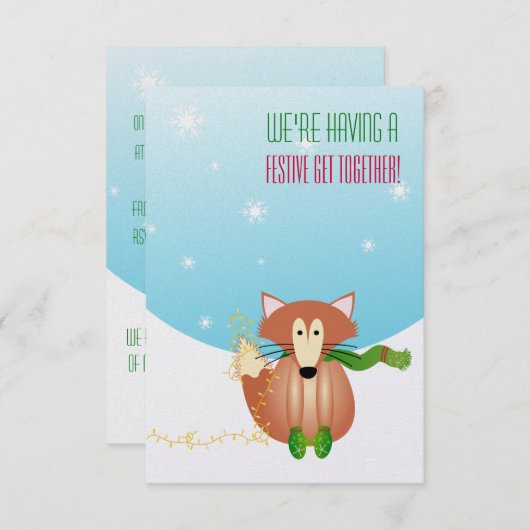 Fox in de uitnodiging van Mittens (Voorkant / Achterkant)