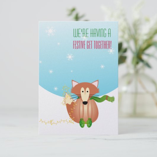 Fox in de uitnodiging van Mittens (Staand voorkant)