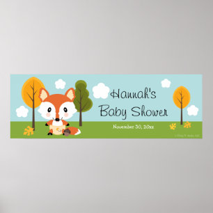 FOX IN DIAPERS BABY SHOWER BANNER POSTER